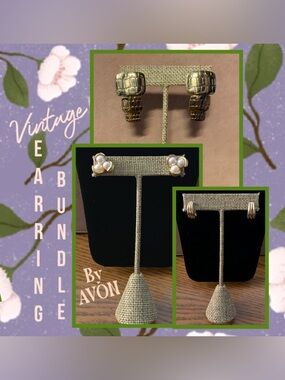 Avon Gold Tone Pierced (3pr) Earrings Set